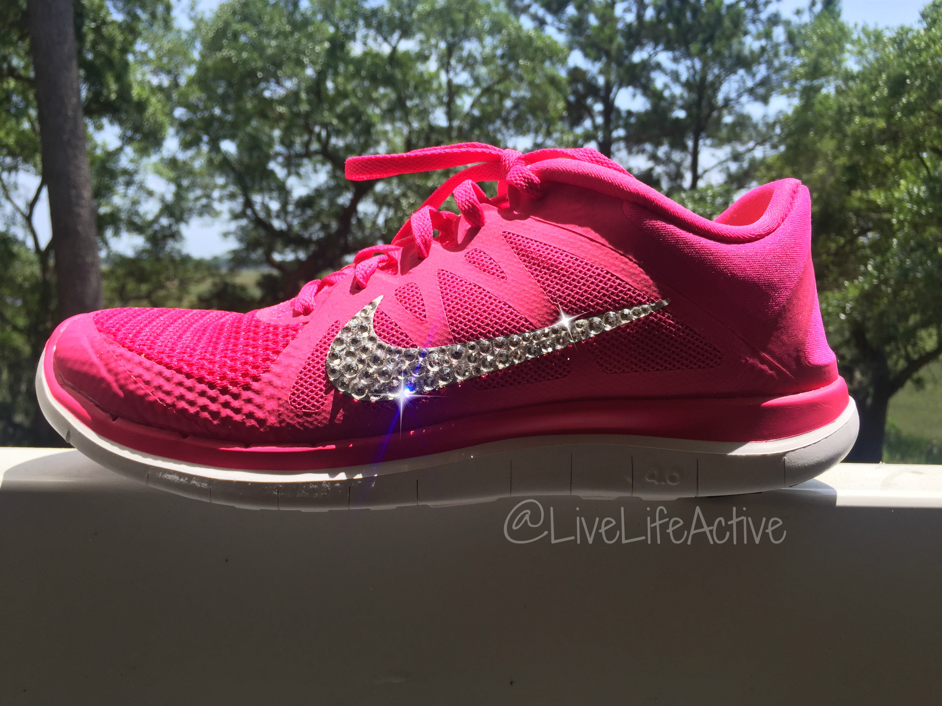 Nike Free Pink Bling Bedazzled Shoes