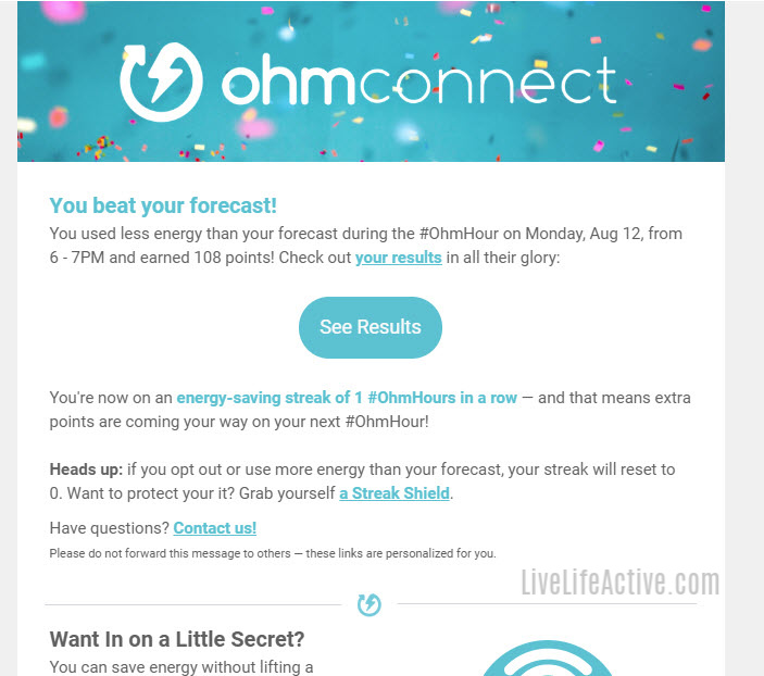 ohmconnect review - ohm email text message